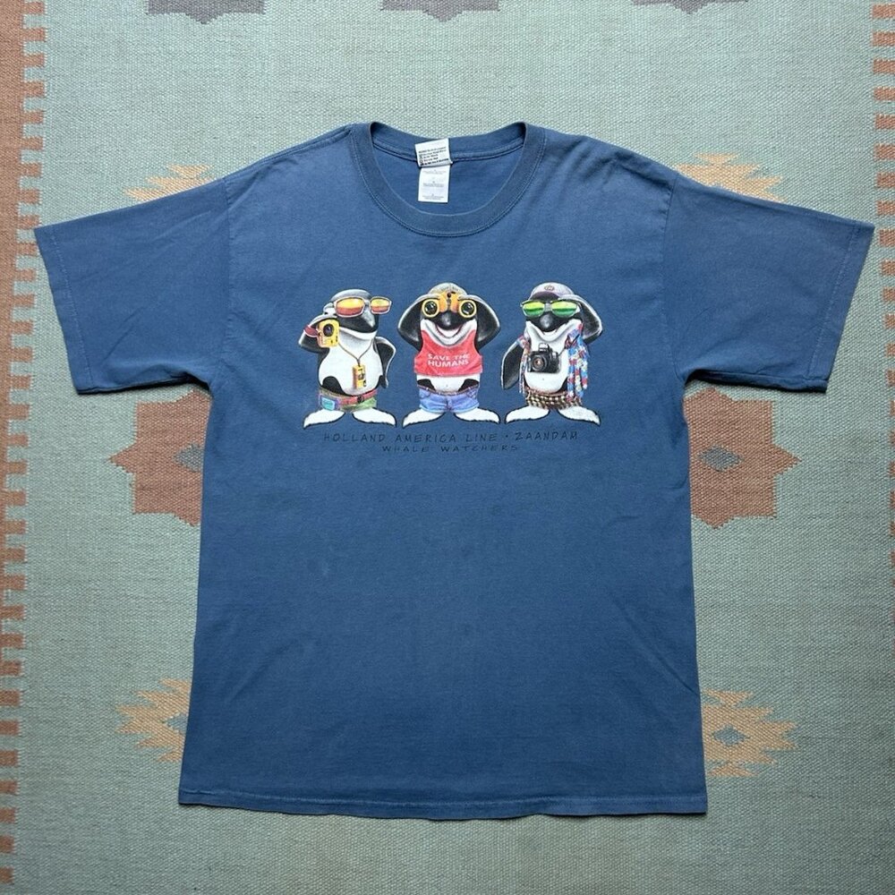 Vintage t shirt whale watchers save the humans funny animal holland large